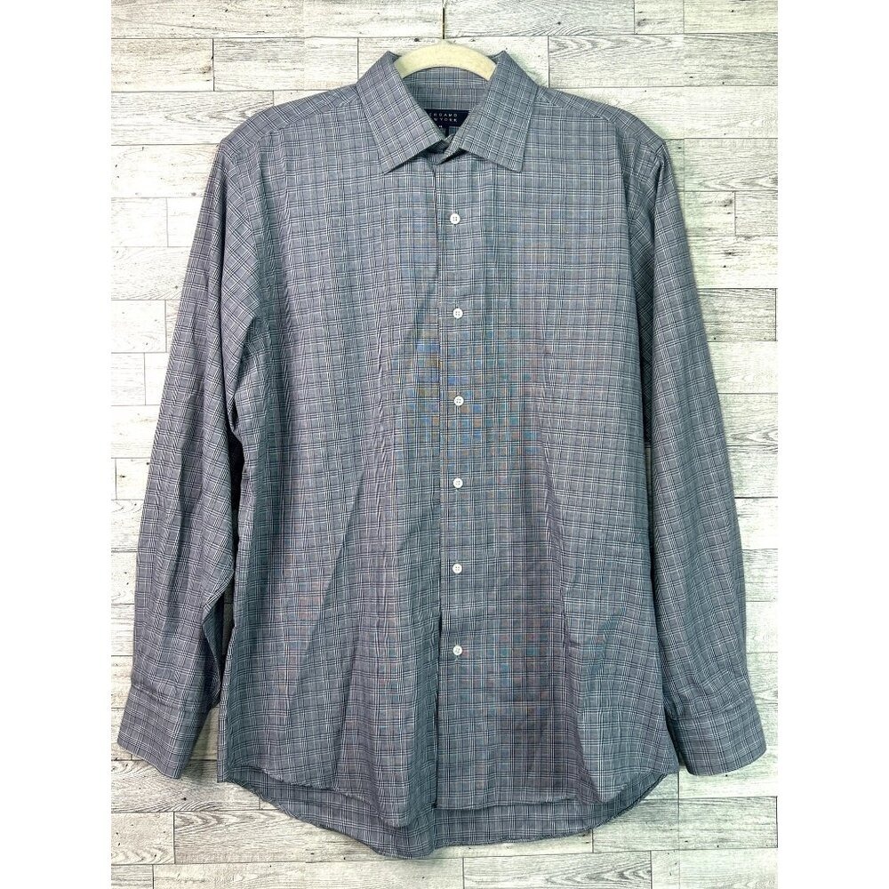 Bergamo New York Men's Medium Plaid Button Down Shirt‎ 15-15.5